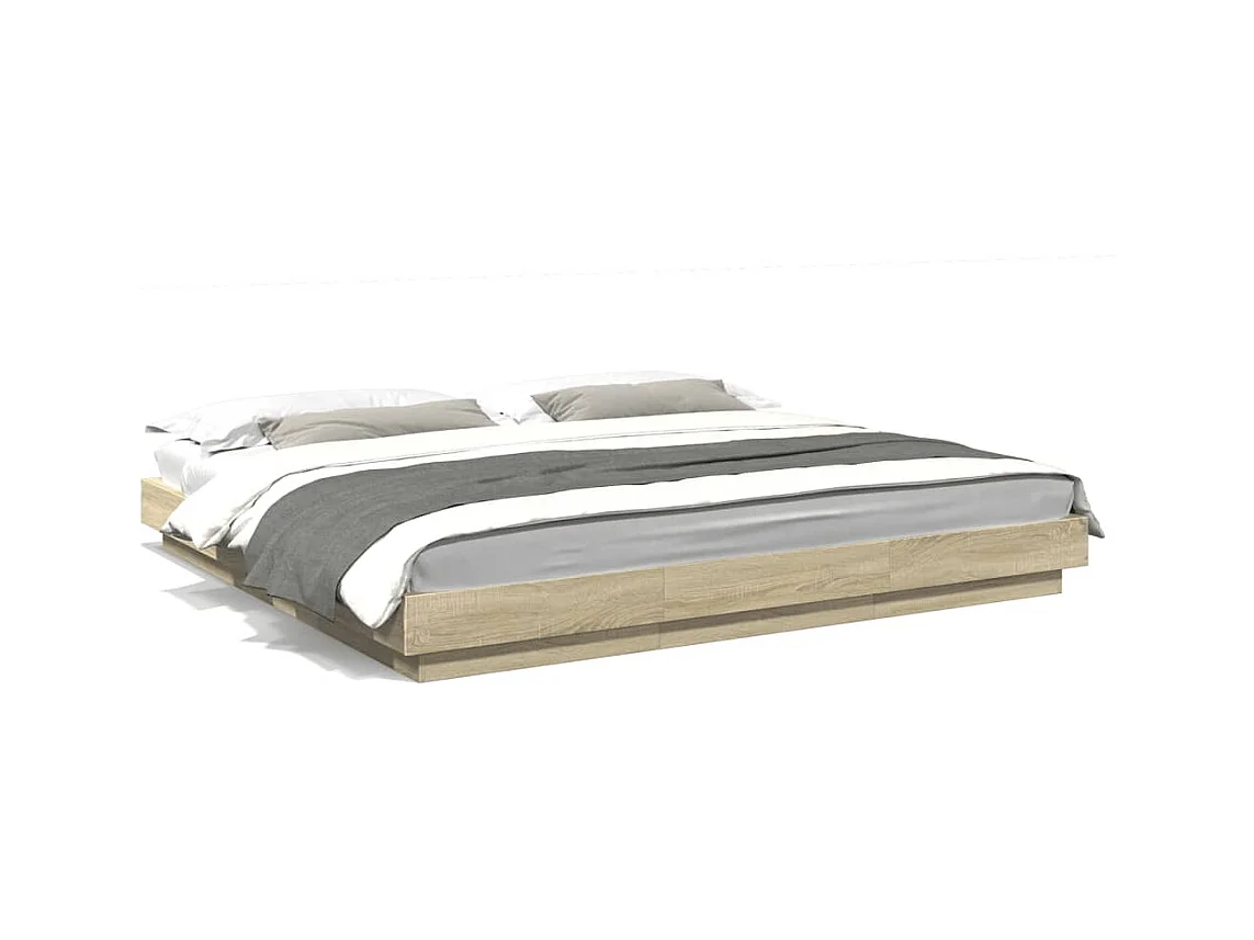 Lit double avec lumières LED chêne sonoma 200x200 cm FR89056
