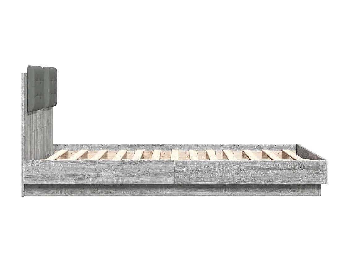 Lit double + tête de lit sonoma gris 120x190 cm FR15046