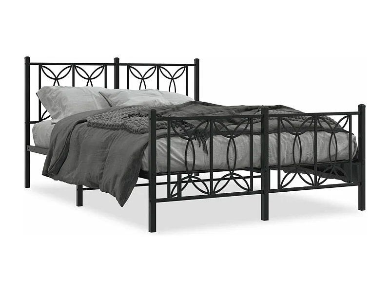 Cama com cabeceira e pés 135x190 cm metal preto PT590970