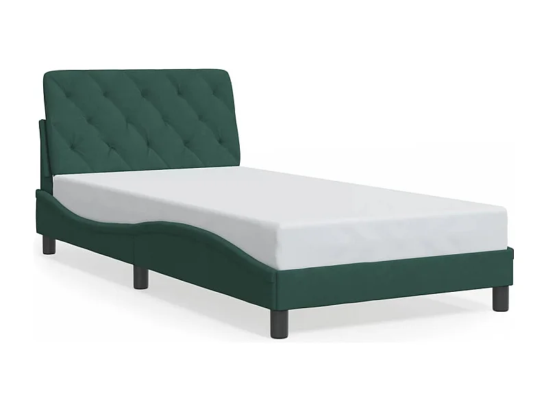Cama c/ luzes LED 100x200 cm veludo verde-escuro PT162020