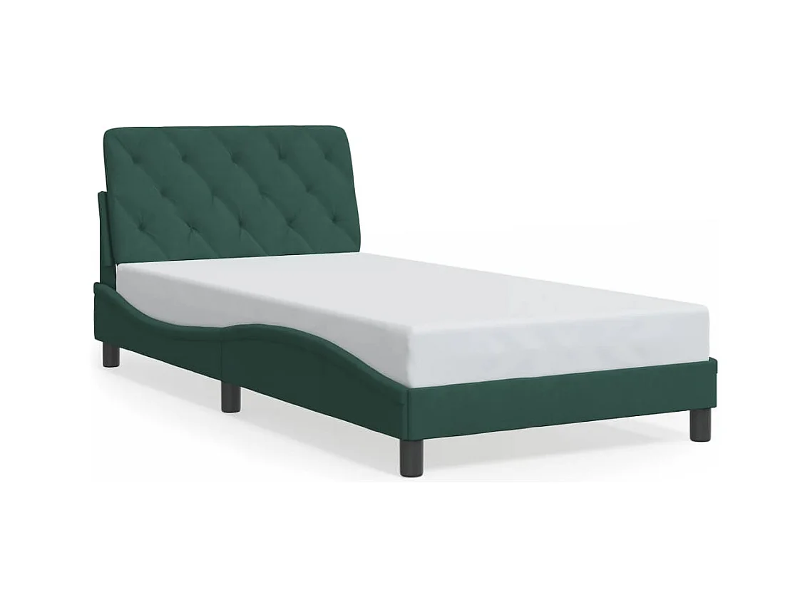Lit simple avec lumières LED vert foncé 100x200 cm velours FR31068