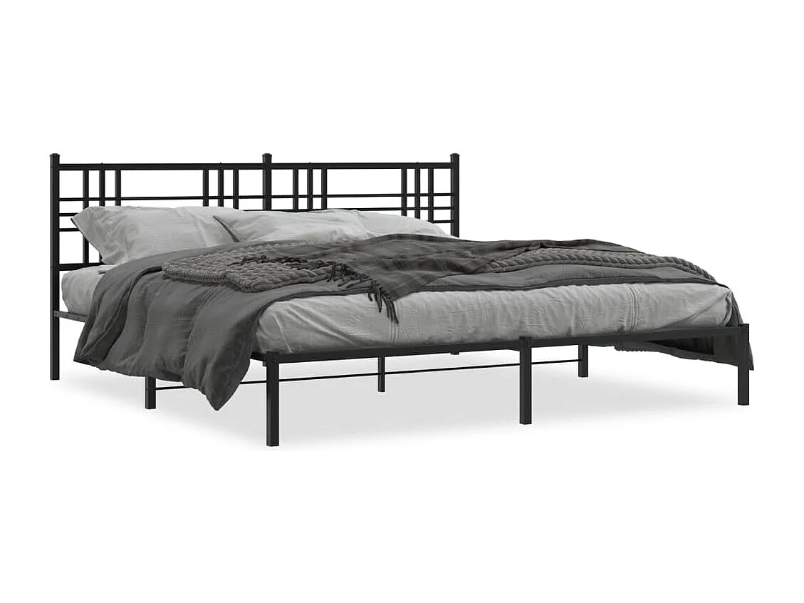Cama com cabeceira 193x203 cm metal preto PT355143