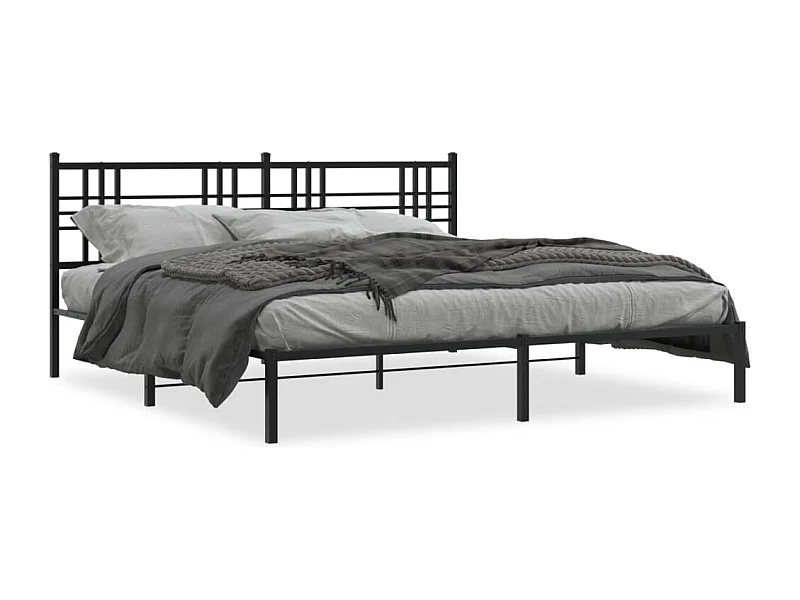 Bedframe met hoofdbord metaal zwart 193x203 cm BE291942