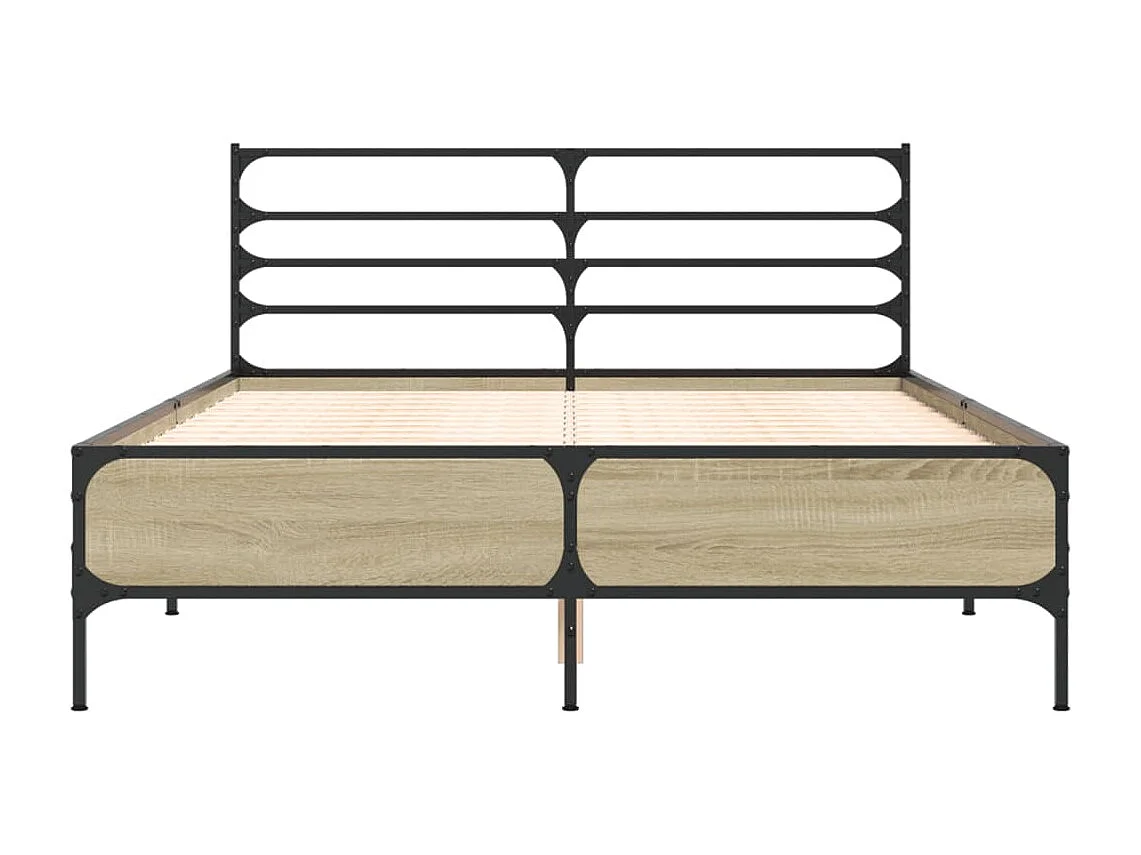 Lit double chêne sonoma 120x200 cm bois d'ingénierie et métal FR20780