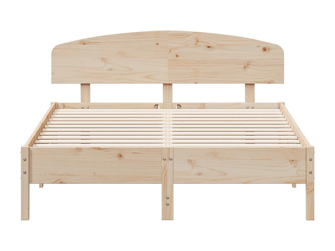 Lit double + tête de lit 120x200 cm bois de pin massif FR46817