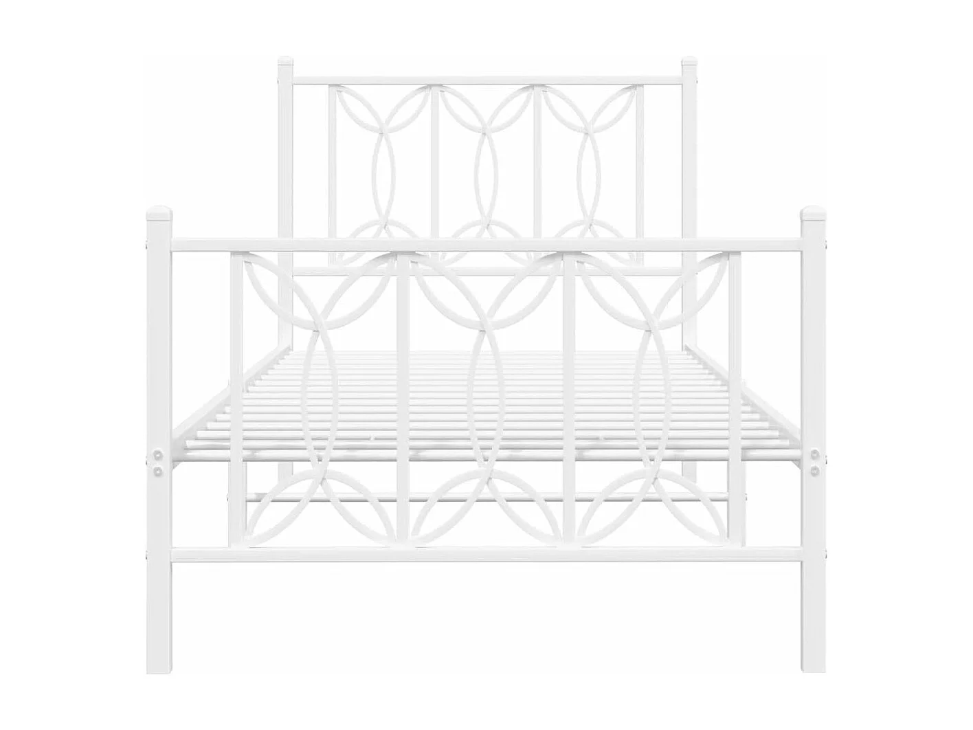 Lit simple métal + tête de lit/pied de lit blanc 75x190 cm FR18521