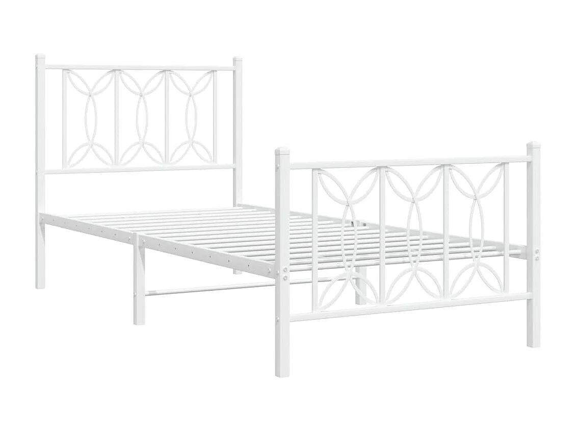 Bedframe met hoofd- en voeteneinde metaal wit 75x190 cm BE748603