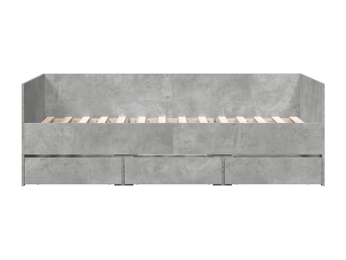 Lit de jour et tiroirs gris béton 75x190 cm bois d'ingénierie FR25686
