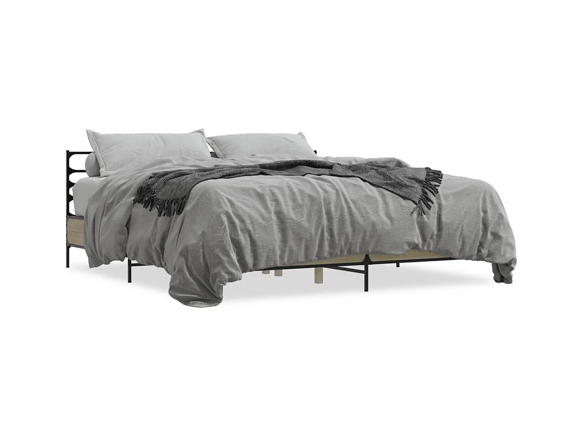Lit double chêne sonoma 200x200 cm bois d'ingénierie et métal FR43638