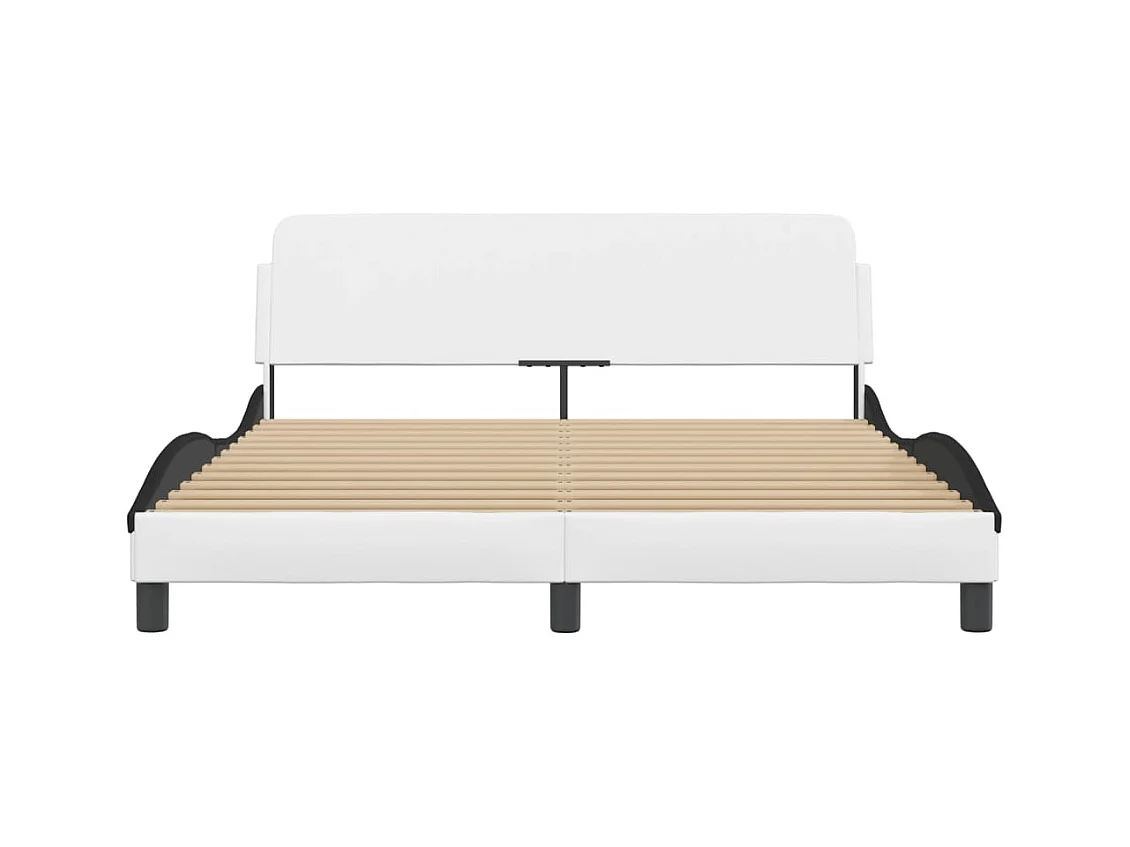 Bedframe met hoofdbord kunstleer zwart en wit 160x200 cm BE134295