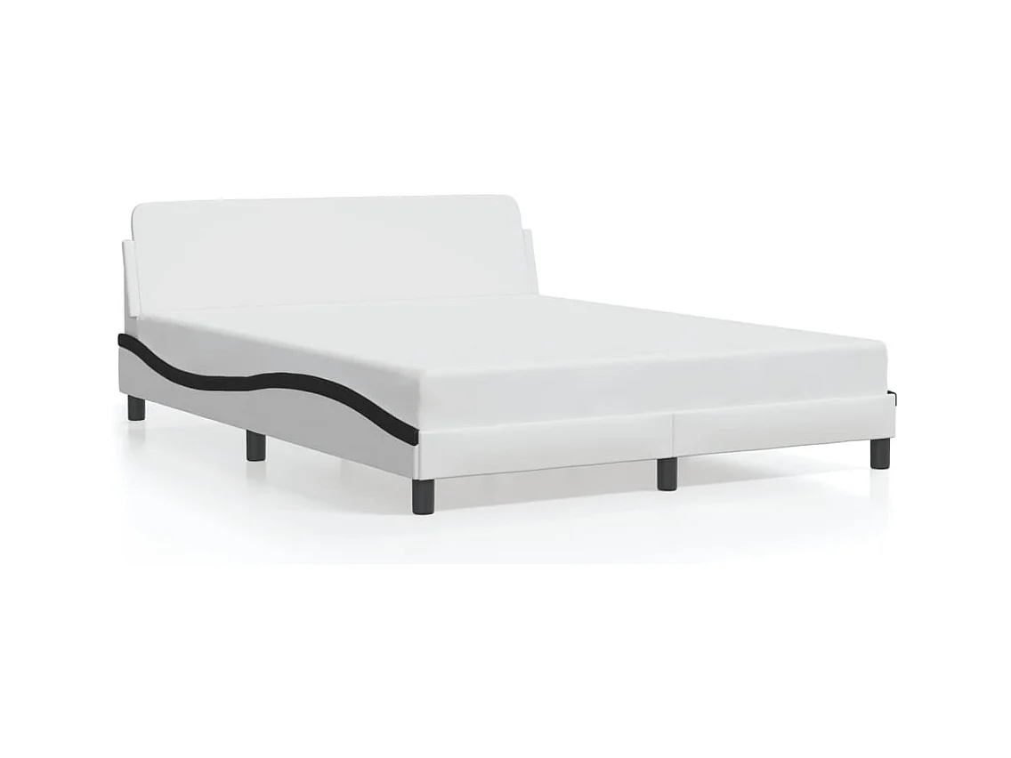 Bedframe met hoofdbord kunstleer zwart en wit 160x200 cm BE134295