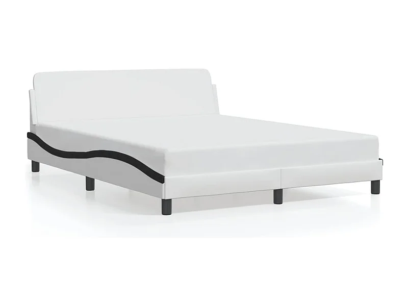 Bedframe met hoofdbord kunstleer zwart en wit 160x200 cm BE134295