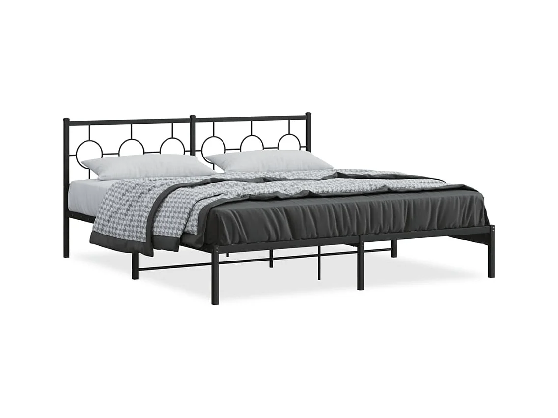 Cama matrimonial- 183x213 cm con cabecero metal negro ES185755