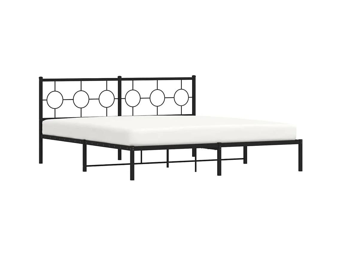 Cama matrimonial- 183x213 cm con cabecero metal negro ES185755