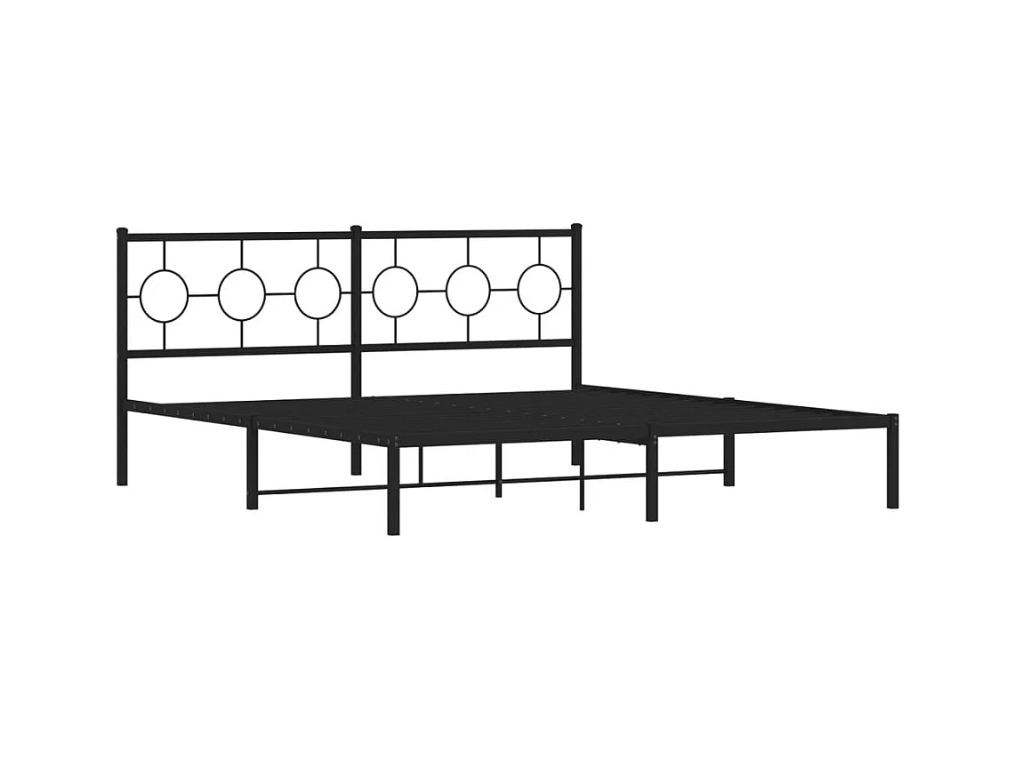 Cama matrimonial- 183x213 cm con cabecero metal negro ES185755