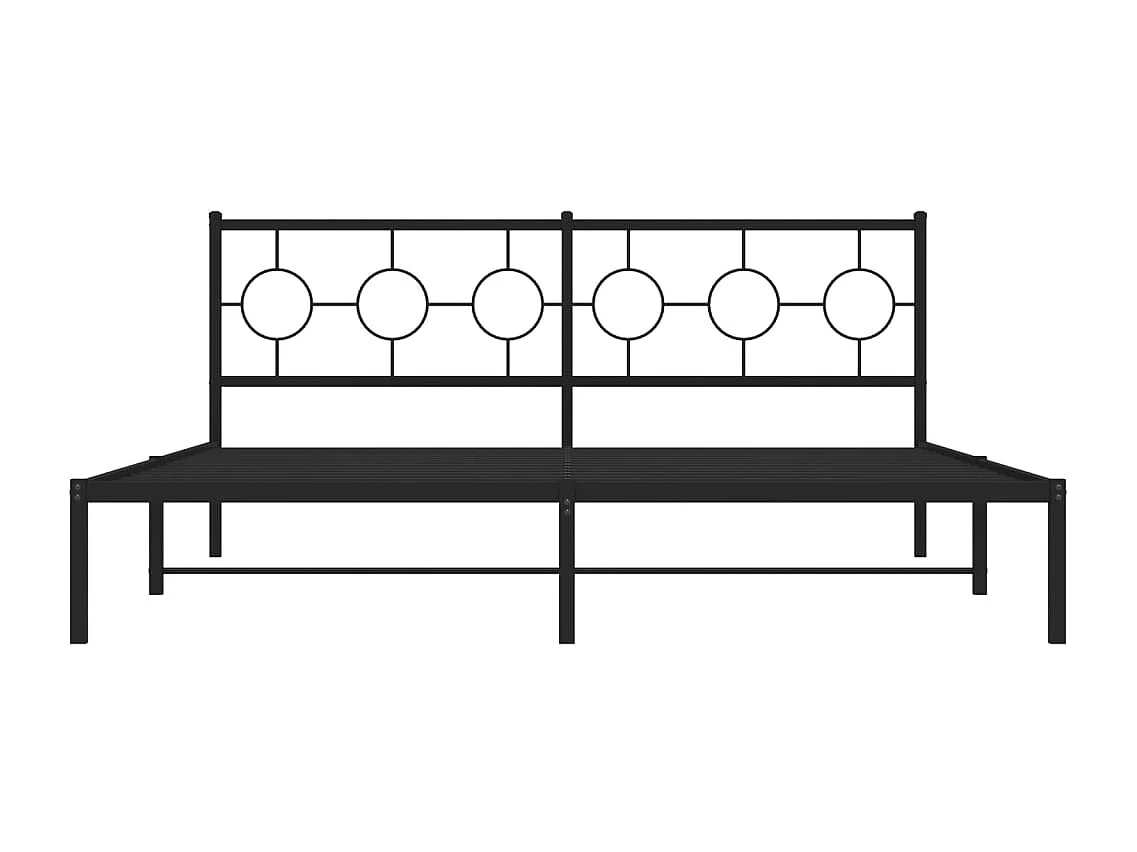 Lit double métal + tête de lit noir 183x213 cm FR15852