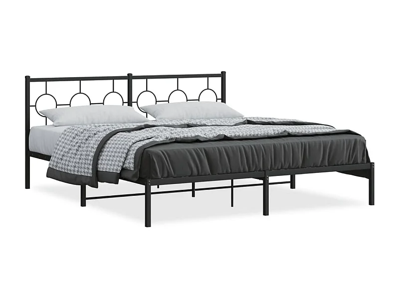 Bedframe met hoofdbord metaal zwart 183x213 cm BE577467