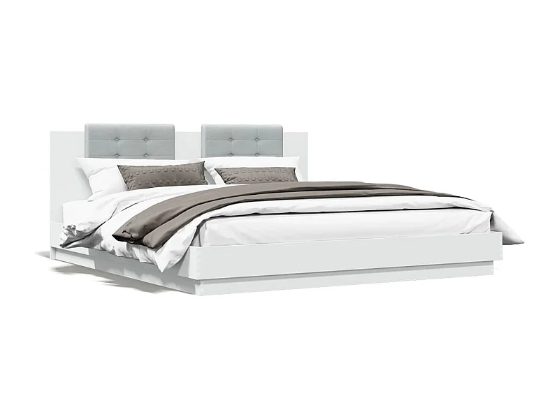 Bedframe met hoofdbord en LED-verlichting wit 160x200 cm BE426591