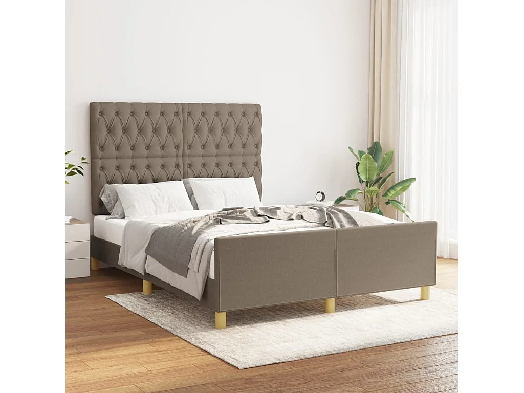 Bedframe met hoofdeinde stof taupe 140x190 cm BE369097