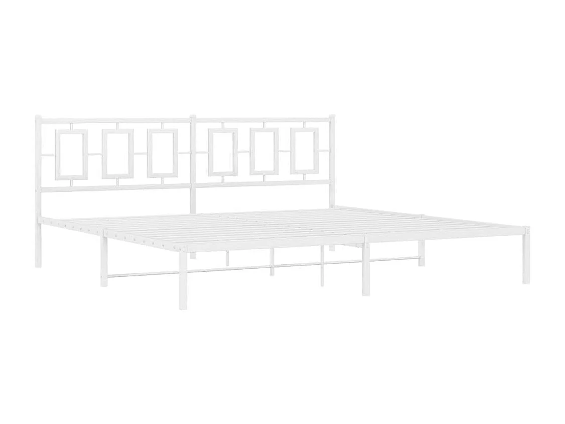 Cama matrimonial- 193x203 cm de metal con cabecero blanco ES705688