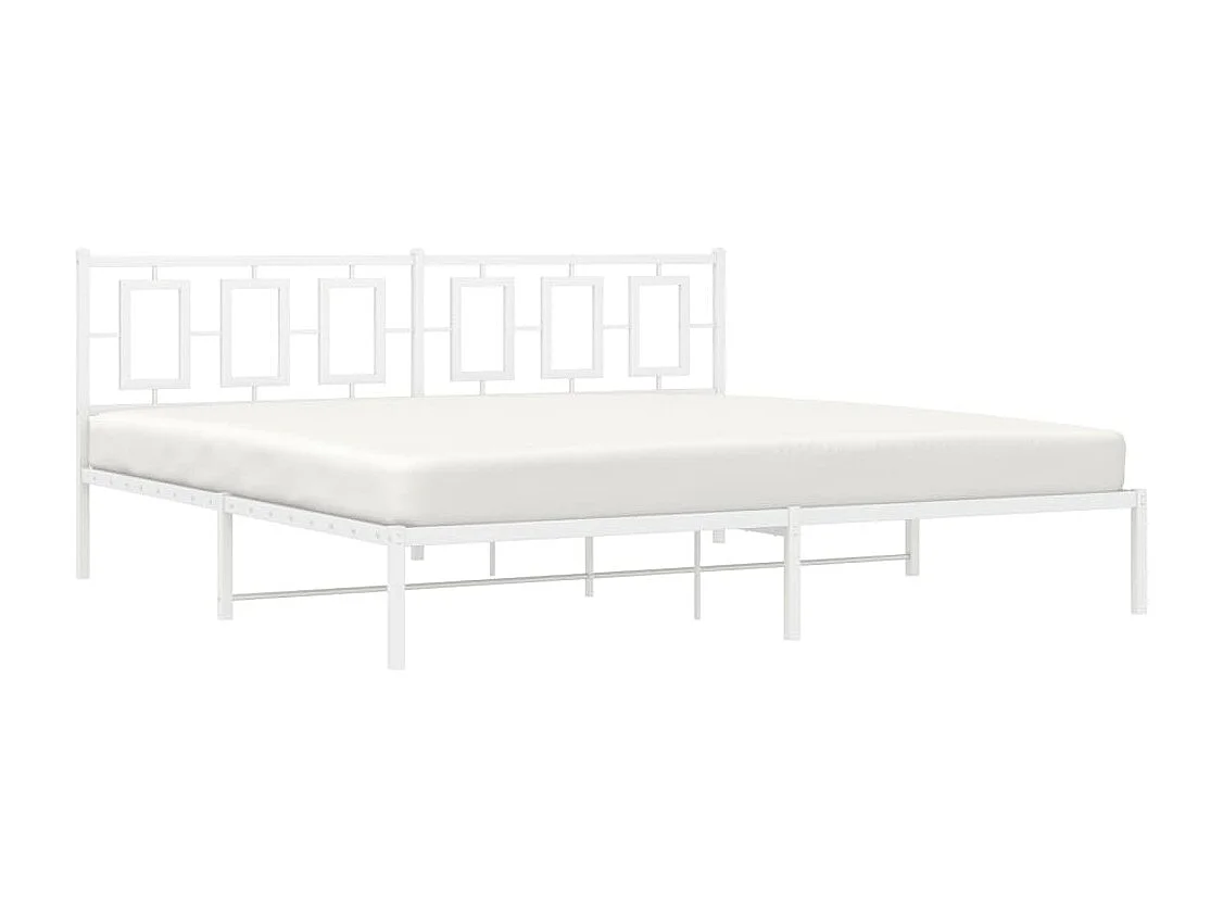 Cama matrimonial- 193x203 cm de metal con cabecero blanco ES705688