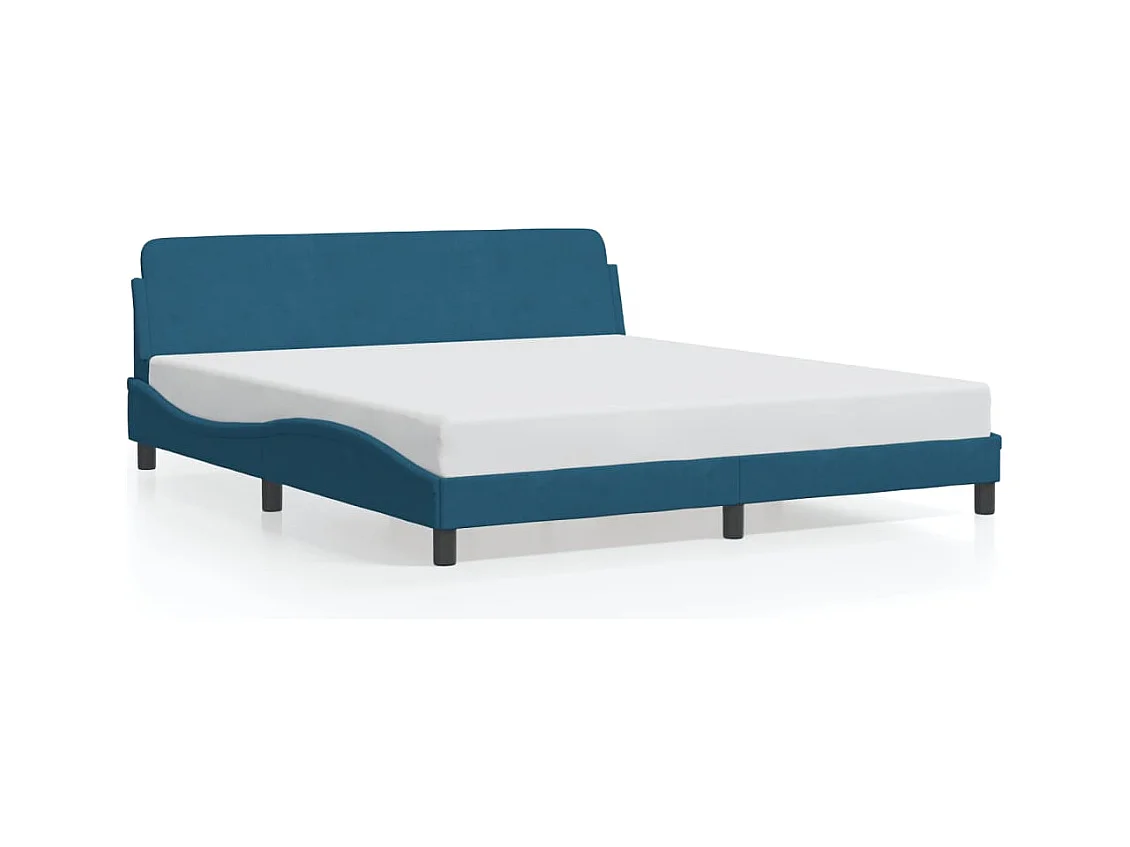 Lit double + tête de lit bleu 180x200 cm velours FR19535