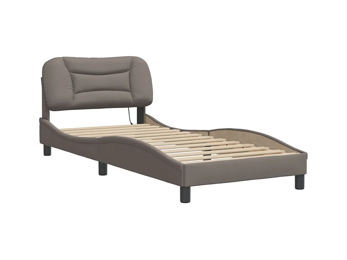 Lit simple avec lumières LED taupe 90x190 cm tissu FR75363