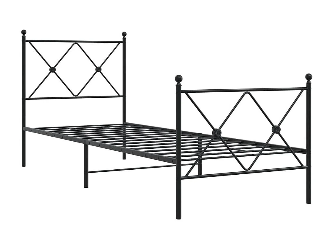 Lit simple métal + tête de lit/pied de lit noir 80x200 cm FR27596