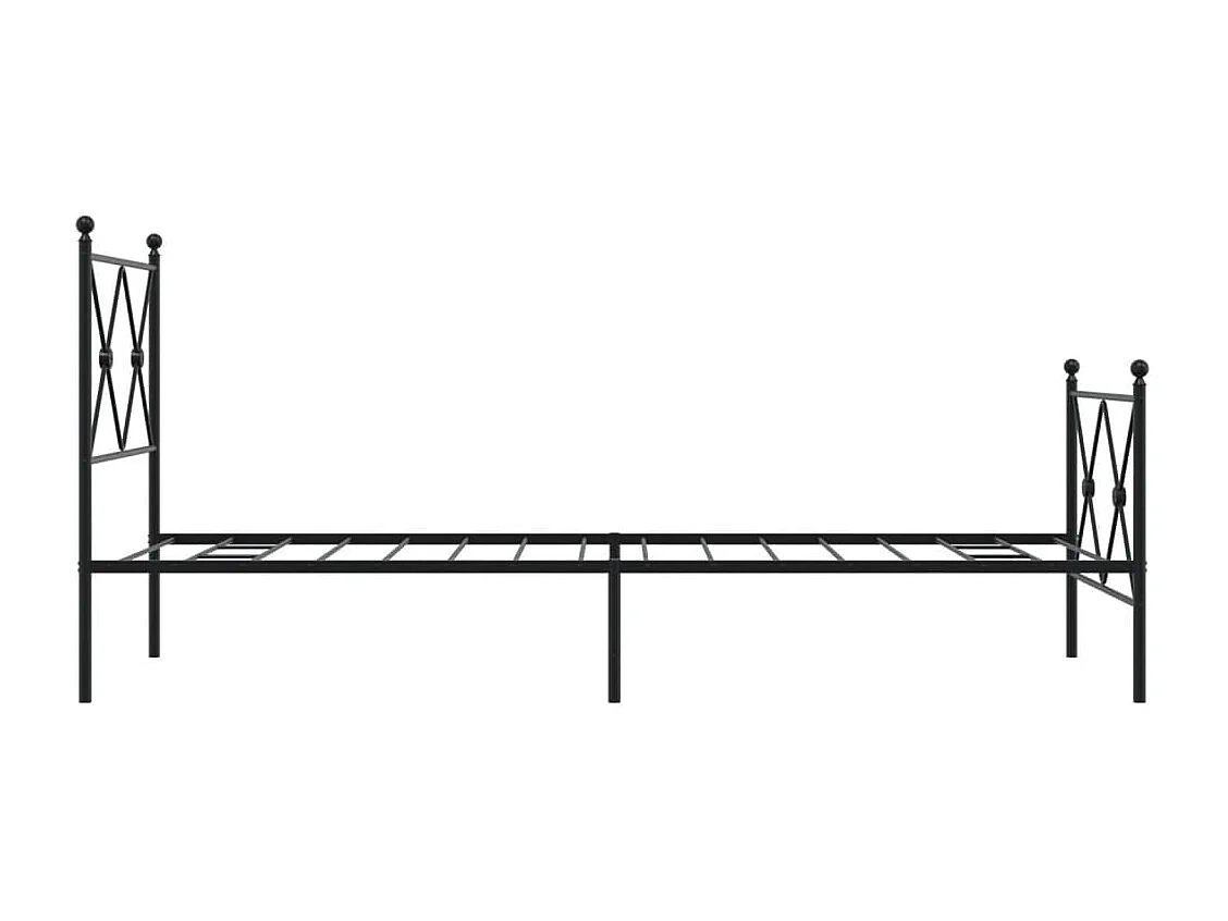 Lit simple métal + tête de lit/pied de lit noir 80x200 cm FR27596