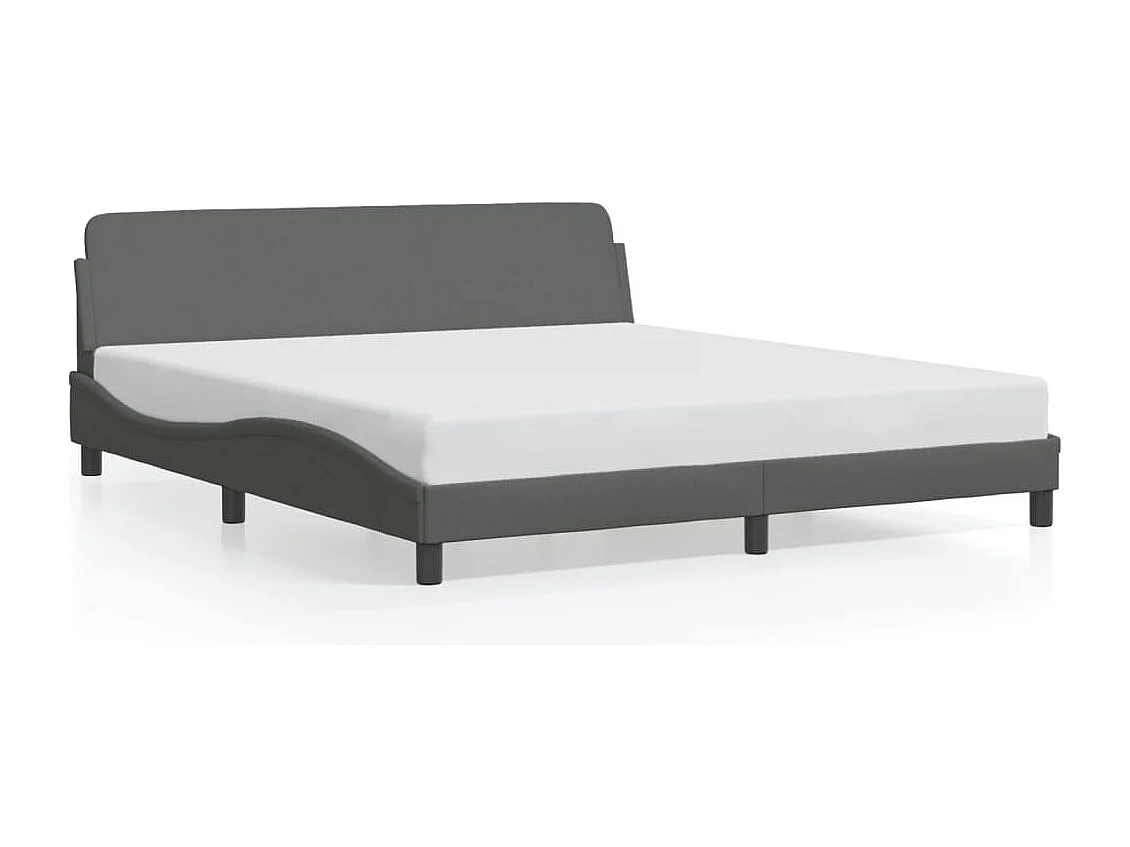 Cama matrimonial- 180x200 cm con cabecero tela gris oscuro ES421592
