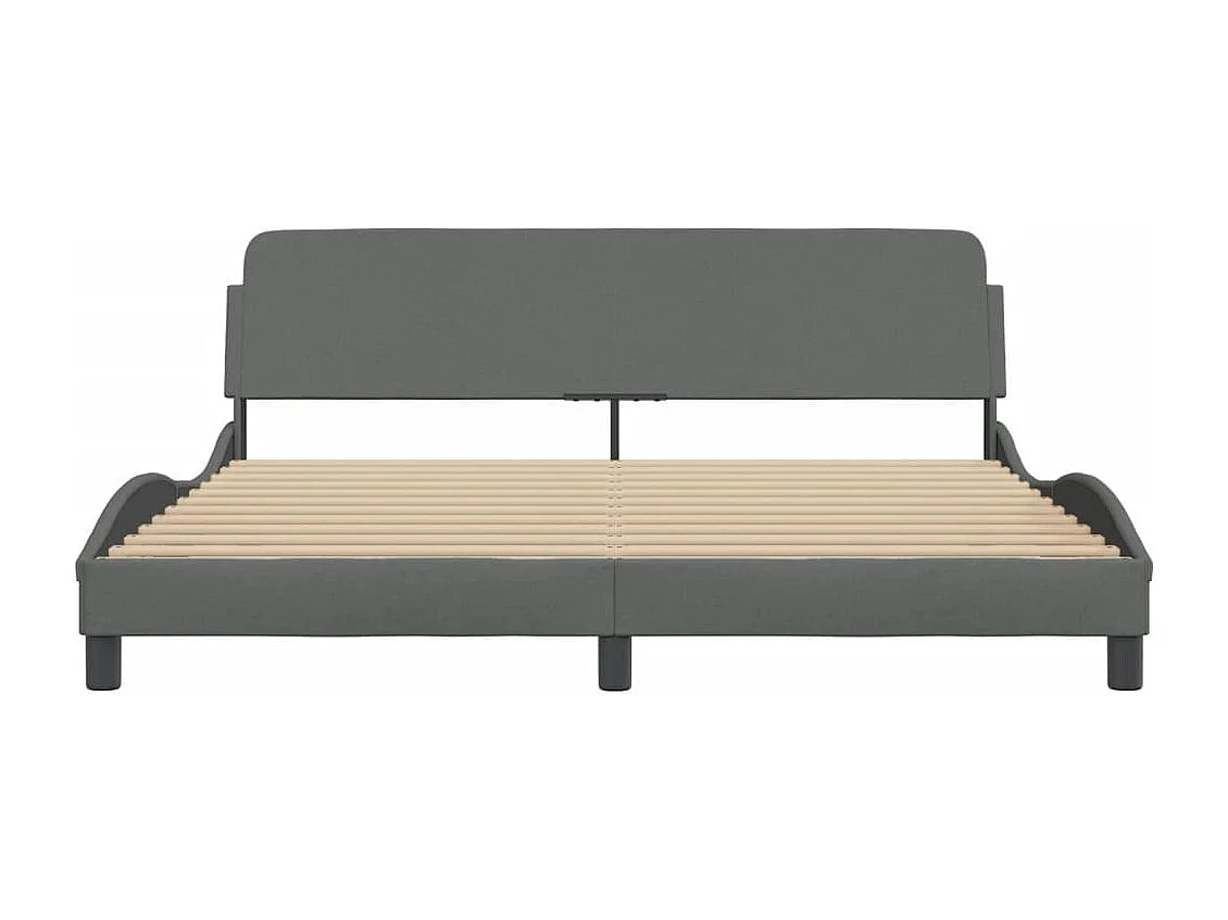 Cama matrimonial- 180x200 cm con cabecero tela gris oscuro ES421592