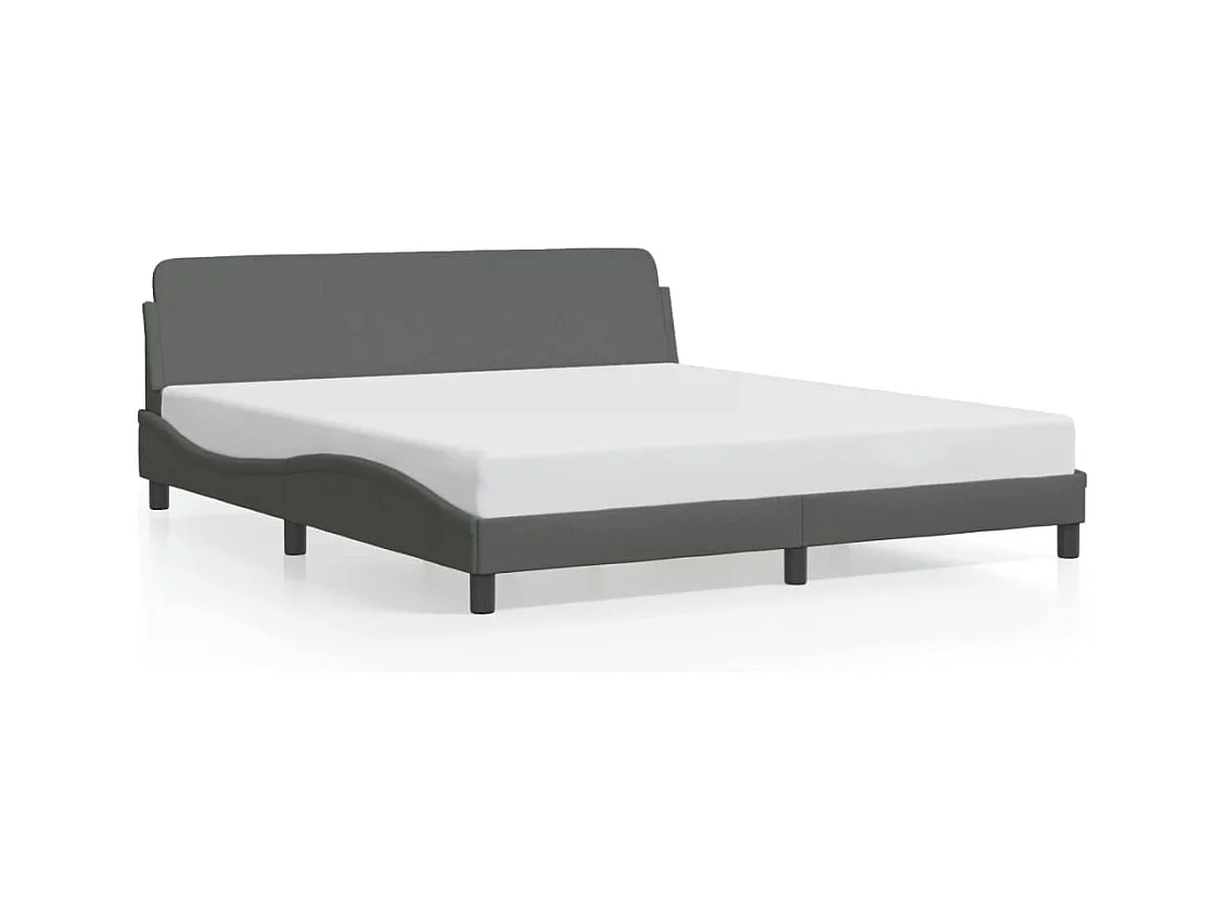 Lit double + tête de lit Gris foncé 180 x 200 cm Tissu FR25275