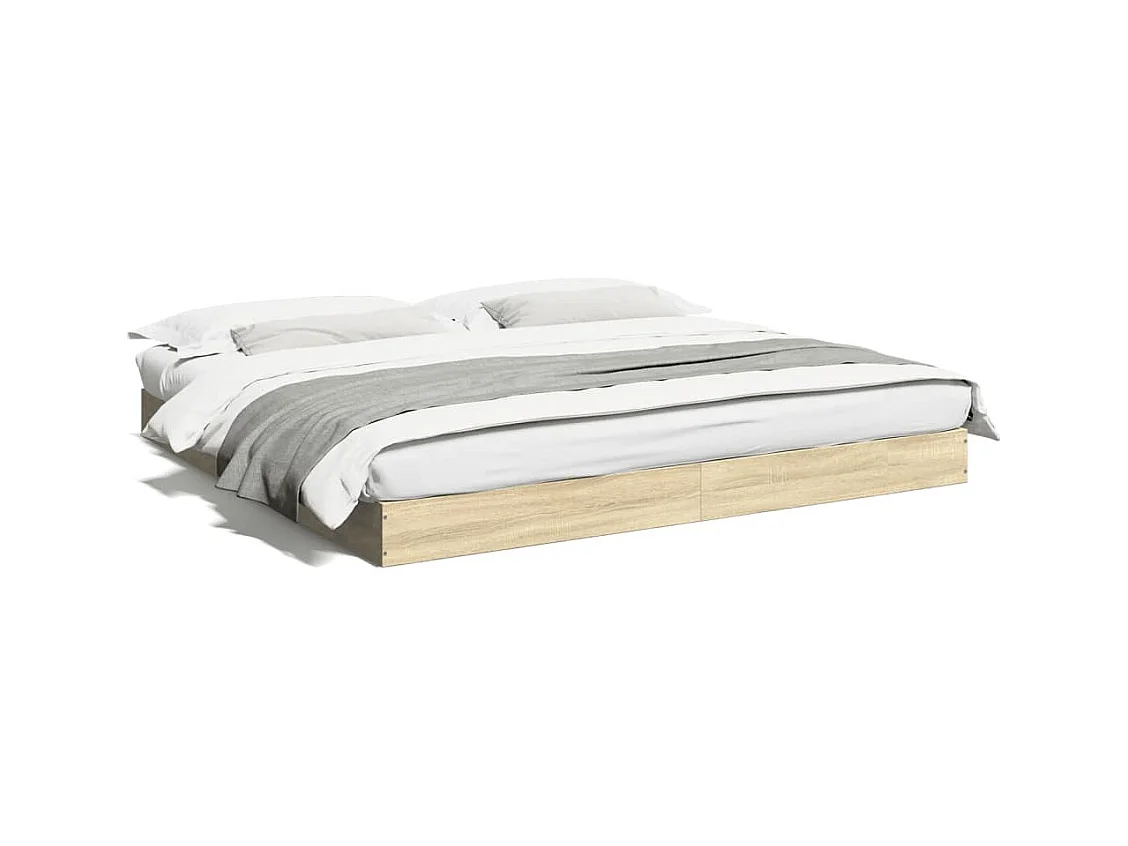Lit double chêne sonoma 180x200 cm bois d'ingénierie FR80438