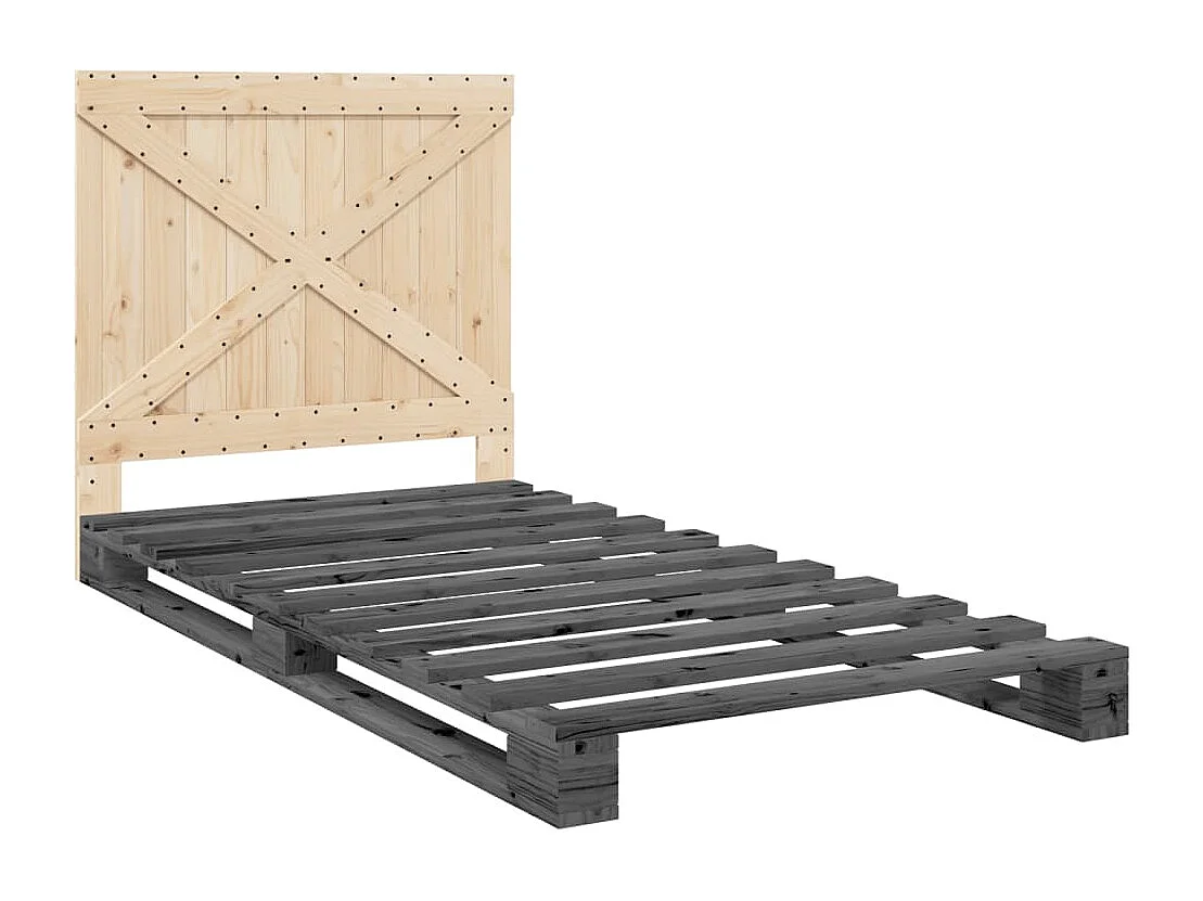 Cama individual- 100x200cm con cabecero madera de pino gris ES825126