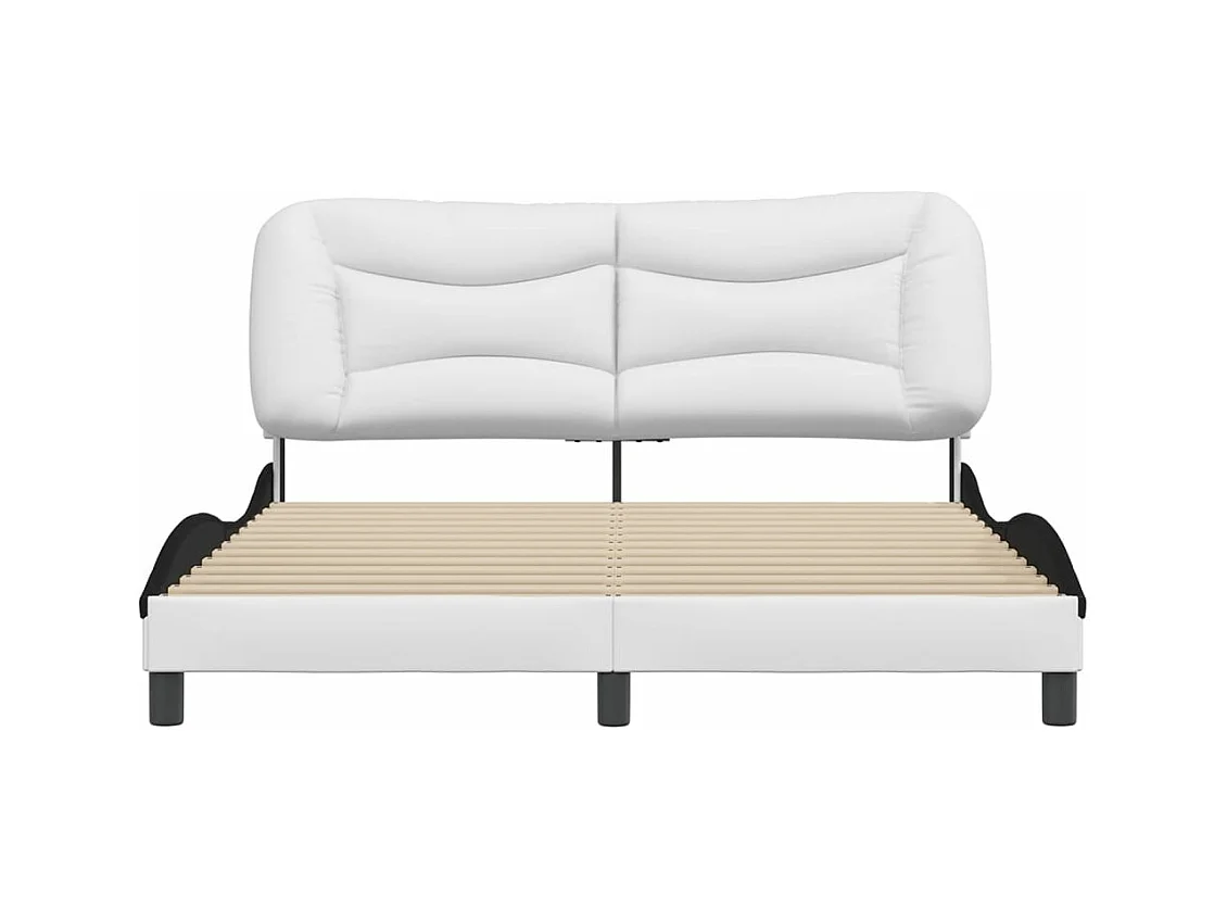 Bedframe met hoofdbord kunstleer zwart en wit 160x200 cm BE292596