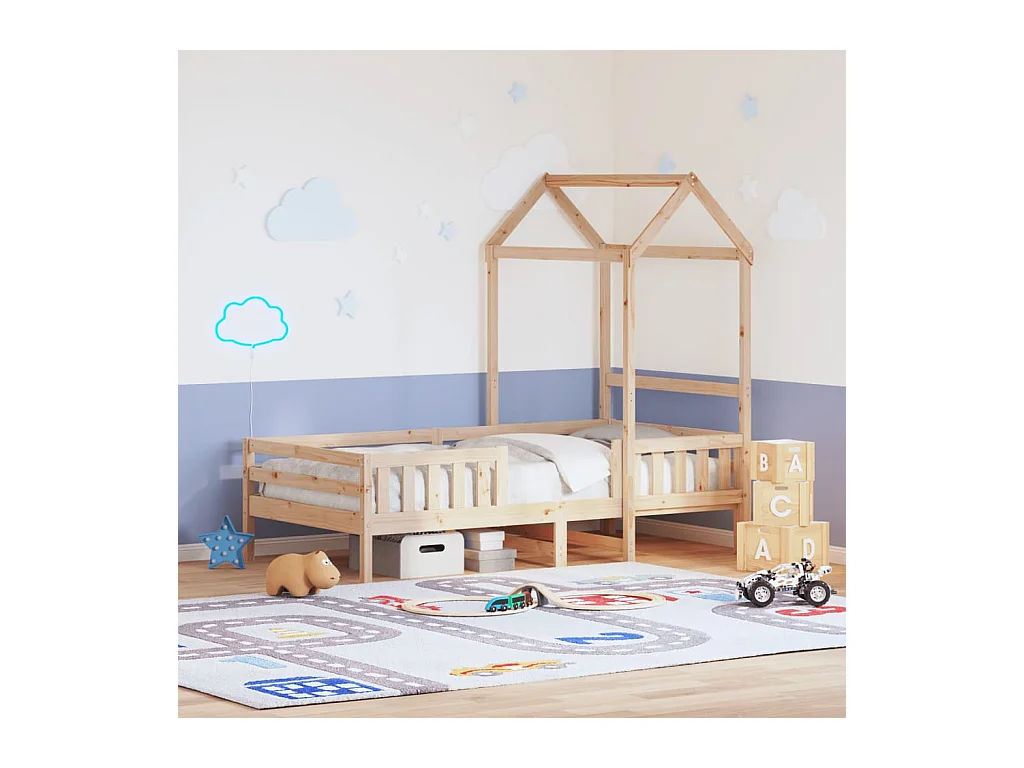 Lit simple avec toit 100x200 cm bois de pin massif FR60684