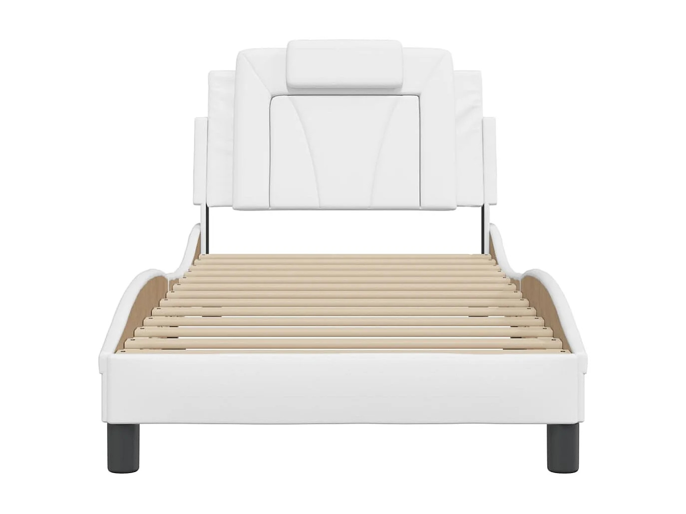 Lit simple + tête de lit Blanc 90x190 cm Similicuir FR32117