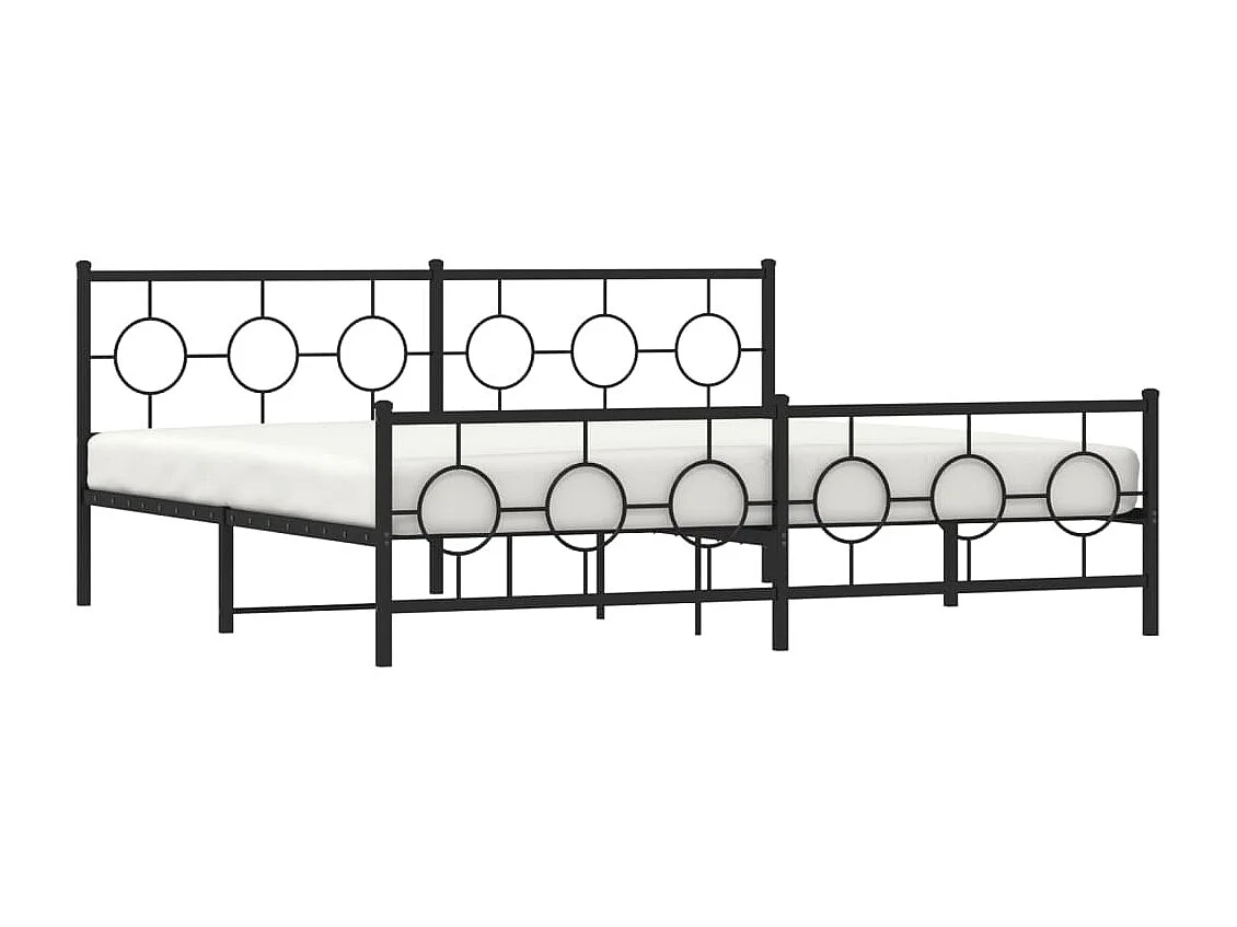 Cama matrimonial- 193x203 cm cabecero y estribo metal negro ES732872