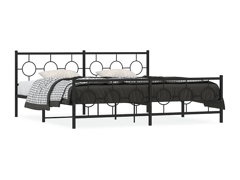 Cama com cabeceira e pés 193x203 cm metal preto PT849647