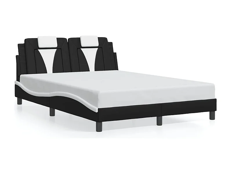 Cama c/ luzes LED 120x200cm couro artif. preto/branco PT560230