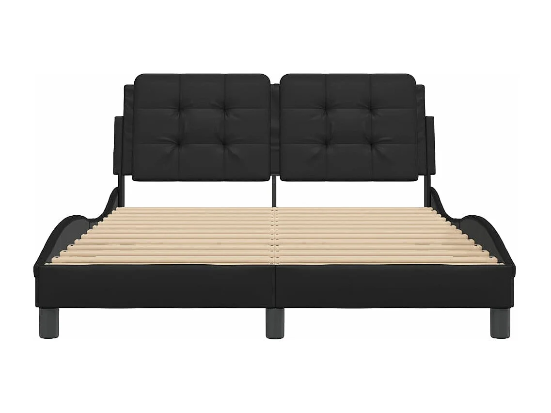 Lit double + tête de lit Noir 140x200 cm Similicuir FR33256