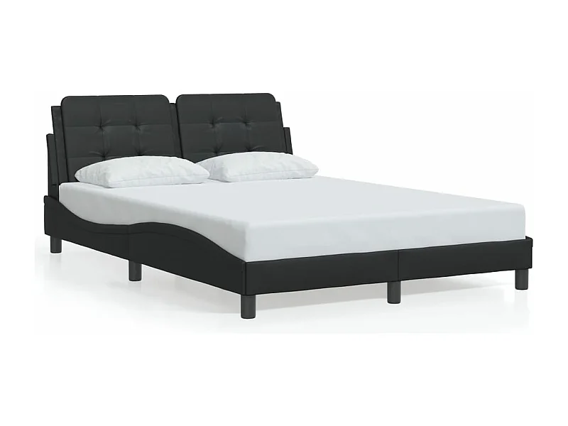 Cama matrimonial- 140x200cm con cabecero cuero sintético negro ES213445