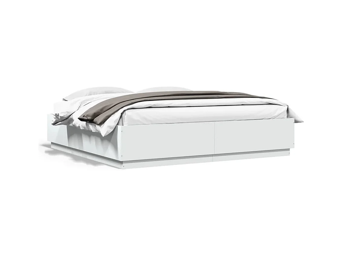 Bedframe met LED-verlichting bewerkt hout wit 200x200 cm BE247210