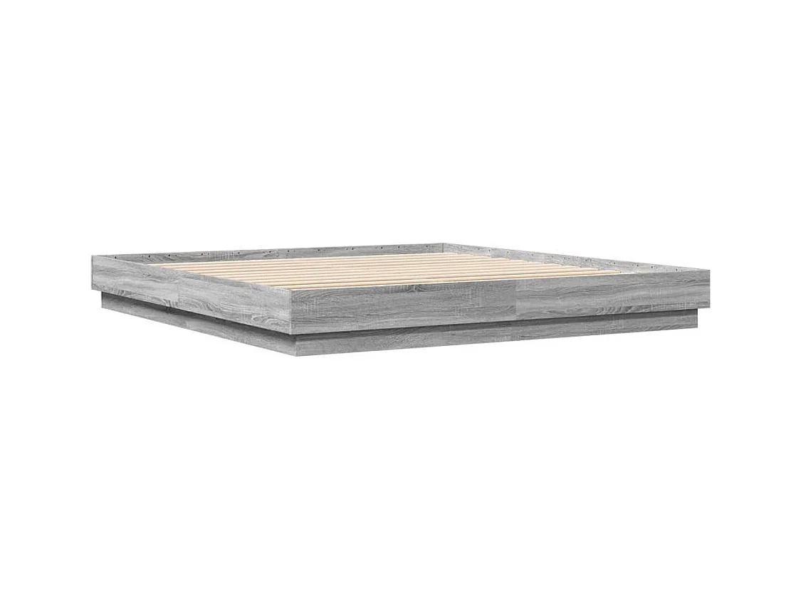 Lit double sonoma gris 200x200 cm bois d'ingénierie FR86002