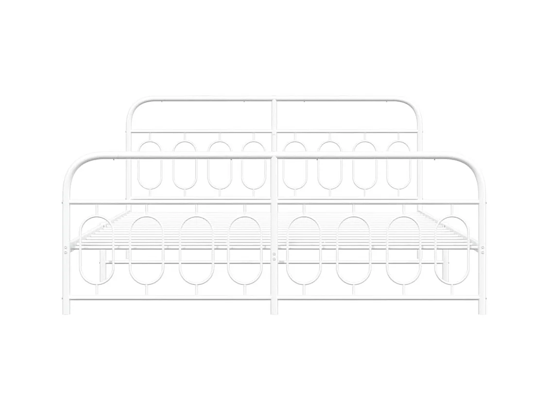 Cama 180x200 cm - metal con cabecero y estribo blanco ES433604