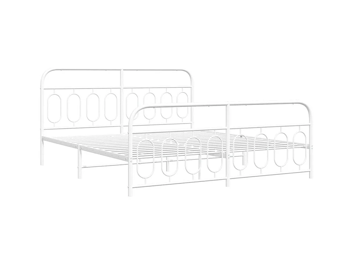 Cama 180x200 cm - metal con cabecero y estribo blanco ES433604