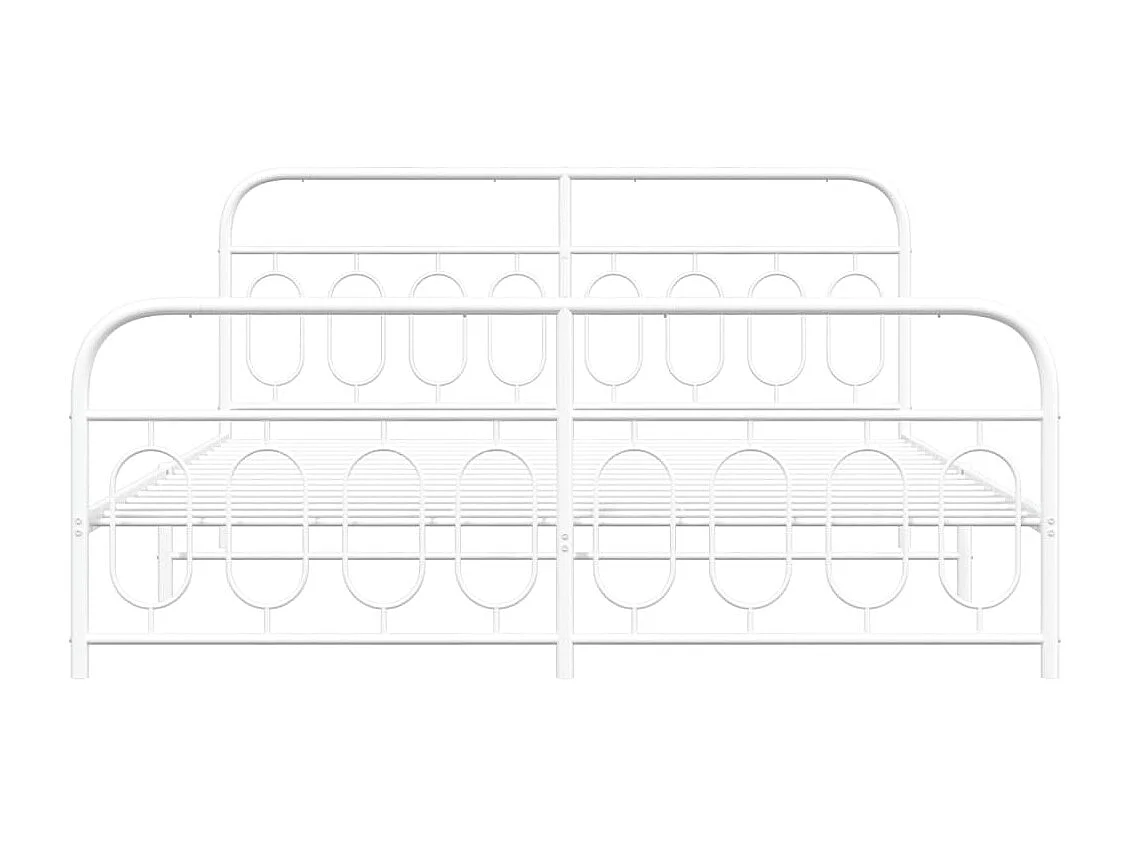 Cama 180x200 cm - metal con cabecero y estribo blanco ES433604