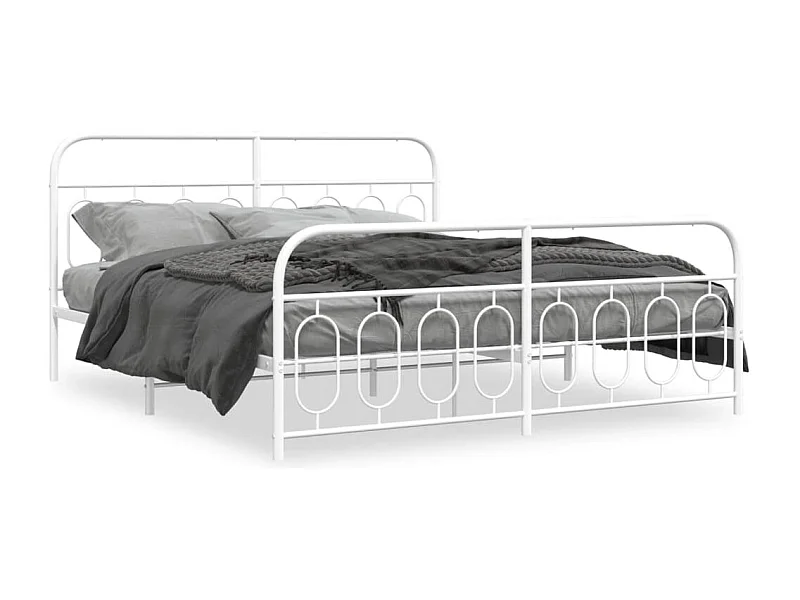 Bedframe met hoofd- en voeteneinde metaal wit 180x200 cm BE158109