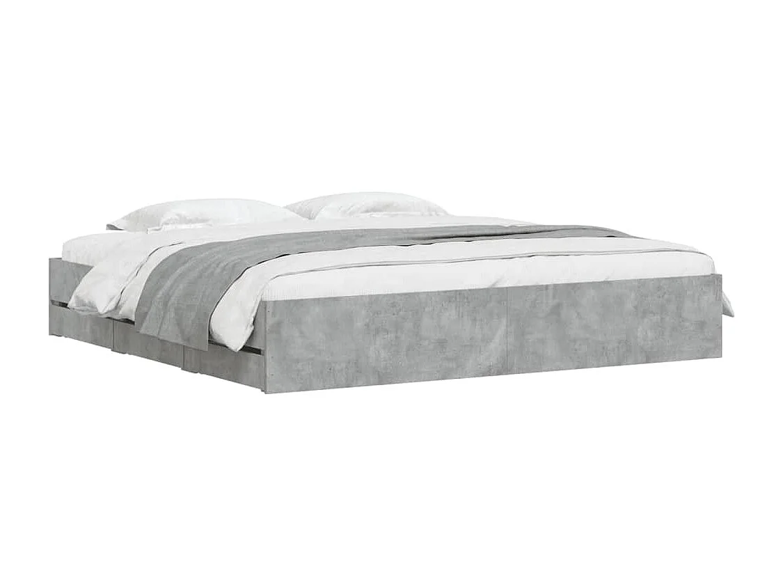Cama 160x200 cm con cajones madera ingeniería gris hormigón ES232357