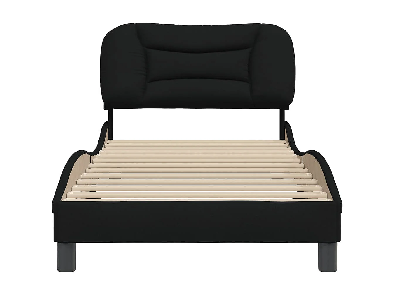 Lit simple + tête de lit Noir 90x200 cm Tissu FR86731